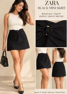 ZARA Chic Black Mini Skirt with Ring Detail
