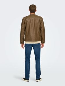 Stylish Brown Faux Leather Jacket