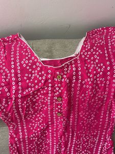 Pink Bandhani Kurta Set with Dupatta