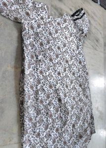 Elegant Printed Kurta with Lace Trim only kurti
