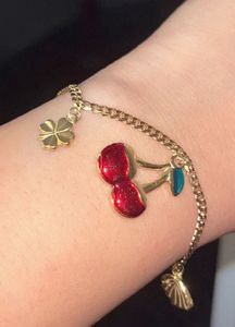 Gold Charm Bracelet with Cherry