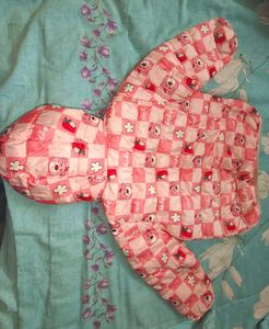 Cute Pink Bear &amp; Strawberry Print Jacket