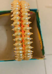 2 Silk Thread Bangles With Beads New