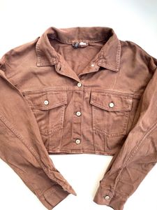 H&M Brown Cropped Denim Jacket