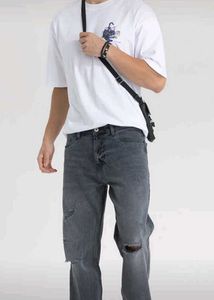 Men's Distressed Grey Jeans