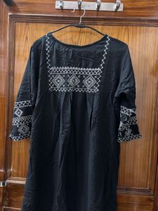 Embroidered Black Tunic Top