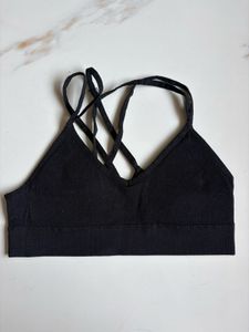 Black Sports Bra with Strappy Back