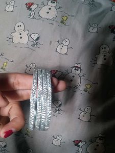 Sparkling Silver Bangles Set