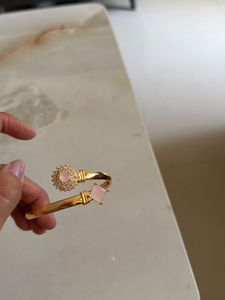 Rose Quartz &amp; Gold Bangle