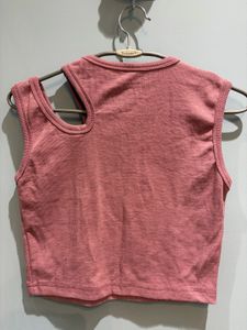 Cute Dusty Rose Cut-Out Tank Top