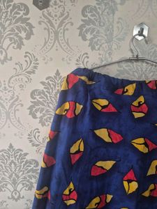 Vibrant Blue Ethnic Print Skirt