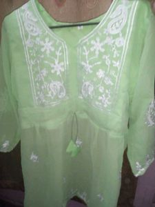 Lime Green Embroidered Kurta