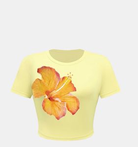 Printed Yellow Cropped T-Shirt