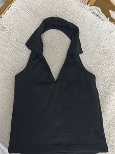 Black Halter Neck Crop Top
