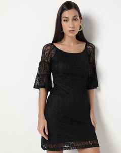 Lace Round-Neck Sheath Dress