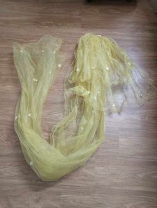 Elegant Golden veil with Floral Embellishments