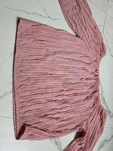 Woman Chic Crinkled Long Sleeve Top