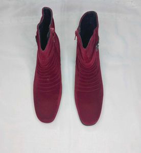 Stylish Burgundy Suede Ankle Boots