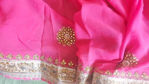 Gotapatti Plus Zardozi Work Gorgeous Pink Saree
