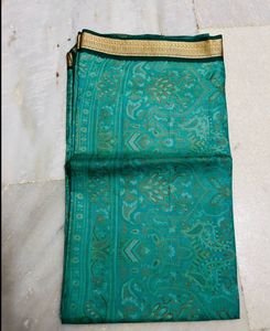Green Silk Saree with Paisley Print