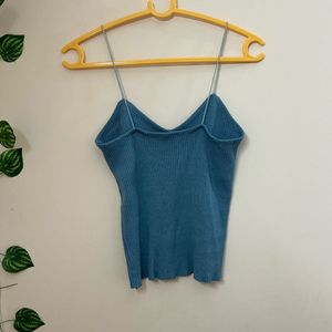 Blue Ribbed Cami Top