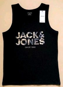 Jack &amp; Jones Black Camo Logo Tank Top