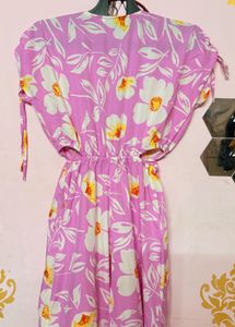 Floral Jumpsuit with Tie-Up Sleeves
