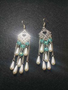 blue Chandelier Heart Earrings