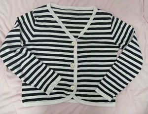 Black & White Striped Cardigan