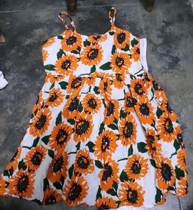 Cute Sunflower Print Summer Dress