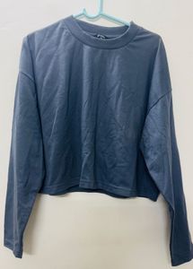 Gray Long Sleeve Cropped Sweatshirt