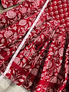Red Block Print Cotton Kurta new
