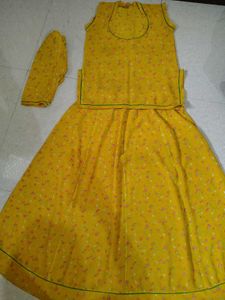 Yellow Printed Kurta Set with Dupatta