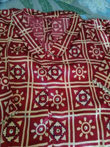 Red Gazi Silk Kurta Set