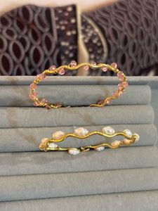 Delicate Gold Wire Bangles with Pearls