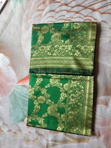 Elegant Green Silk Saree with Gold Weave