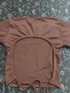 Stylish Brown Wrap Long Sleeve Top