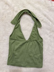 Ribbed Halter Neck Crop Top
