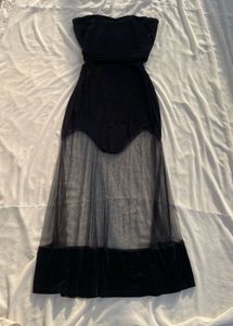 Elegant Black Strapless Maxi Dress