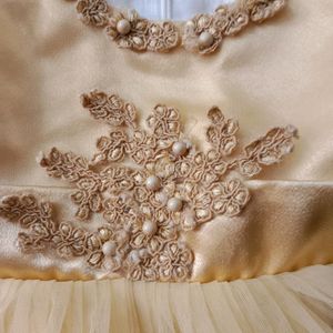 Beautiful Golden Colour Satin Net Frock🥰🥰