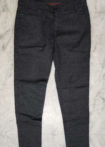 Men's Dark Grey Textured Trousers