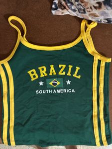 Brasil Graphic Crop Tank Top