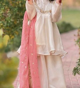 white colour very beautiful party wear dress