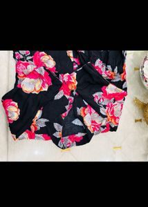 Floral Print Black Kurta cord set