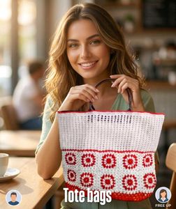 Handmade Crochet Granny Square Tote Bag