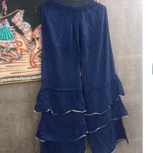 Navy Blue Layered Palazzo Pants
