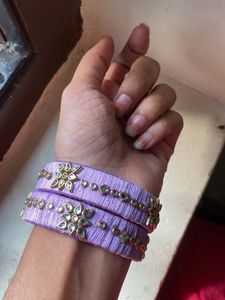 Beautiful Lavender Silk Thread stone designed Bang