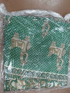 Beautiful Green Elephant Print Saree
