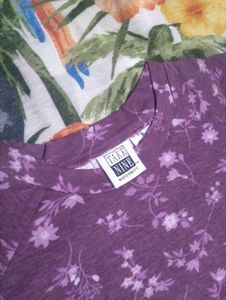 Charming Purple Floral Print T-Shirt