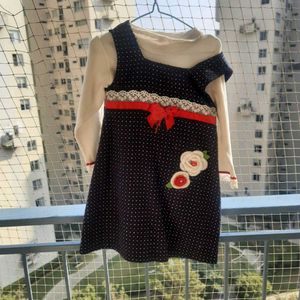 Designer Woollen Tunic Party Dress For Kids 3 to 6